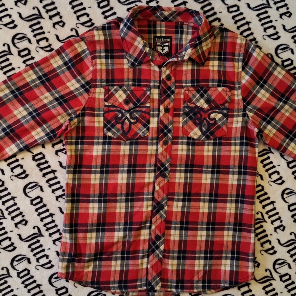 Rock Revival Men's medium long-sleeve button-down flannel shirt. Will Negotiate.